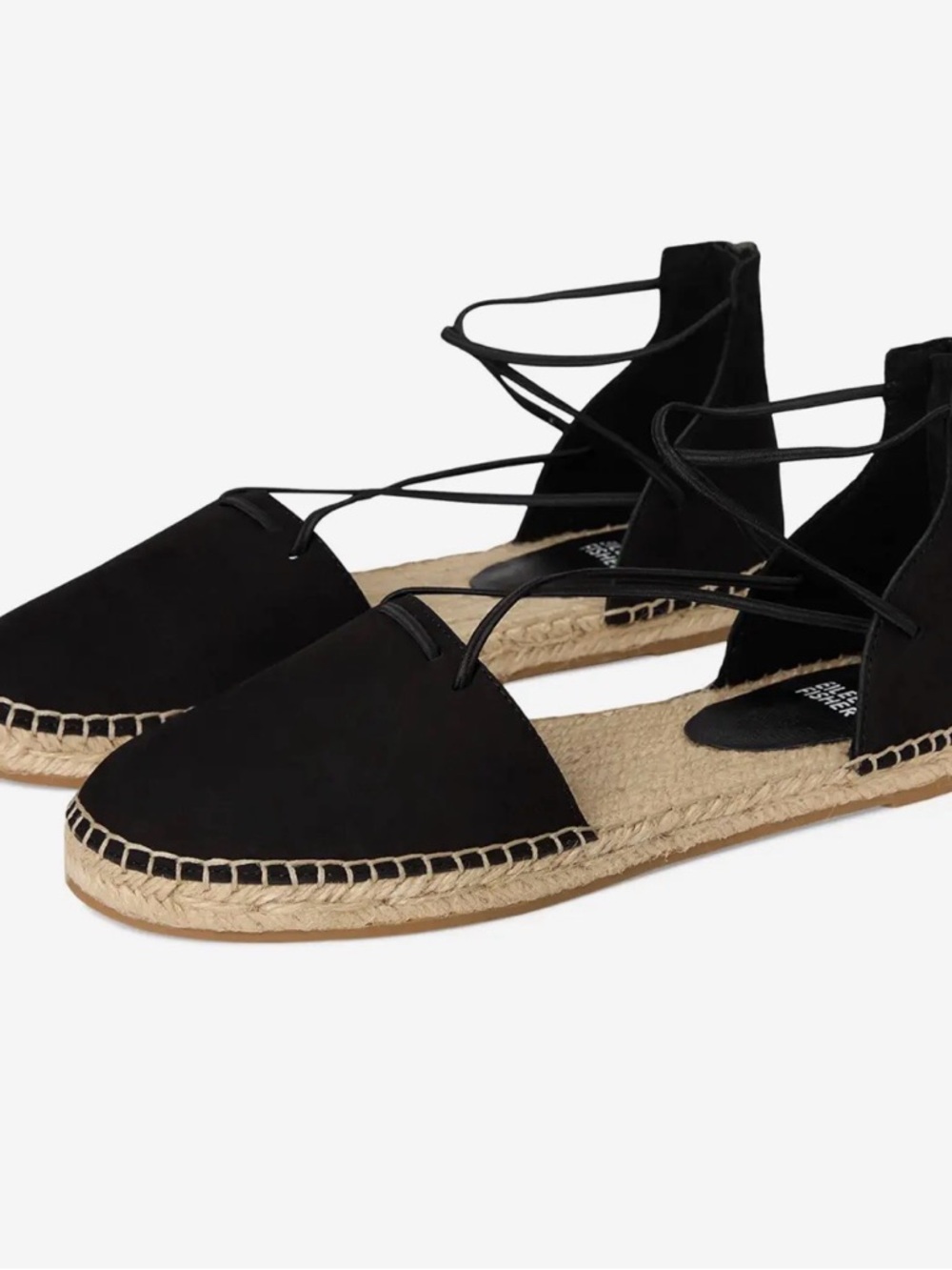 Eileen Fishee Black Lace-Up Espadrille Flats size 11 bnwts